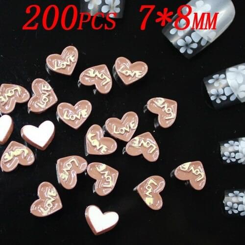 Heart shape chocolate cake design 3d nail stickers Resin Flatback for Nail Art cellphone DIY 200pcs/style