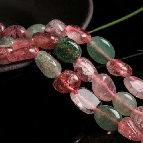 7-8x9-12mm Natural Freeform Chips Green & Pink Cherry Quartz Beads For Jewelry Making beads 15'' Needlework DIY Beads Trinket