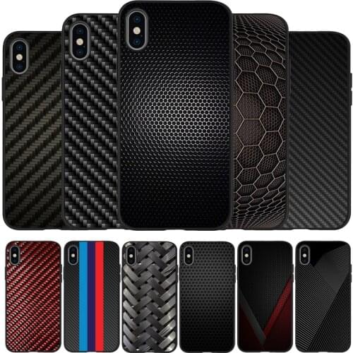 Car carbon fibre black Silicone Phone Case For iPhone 12 XR XS Max 5 5S SE 2020 6 6S 7 8 PLUS X 11Pro Max 11 Cover