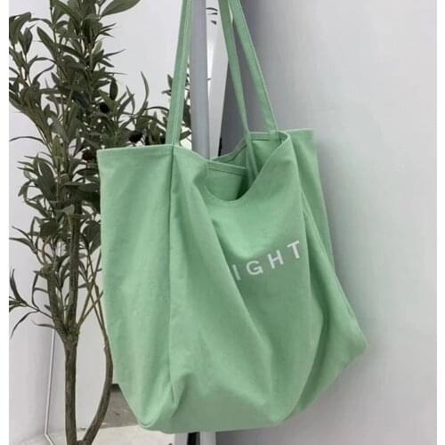 Large Canvas Handbag Women Candy Color Letter Shopping Tote Simple Lady Shoulder Bag Big Capacity Handle Bag Reusable Tote Bolsa