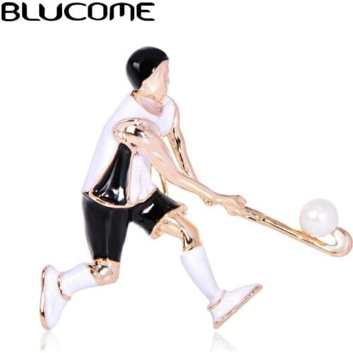 Blucome Fashion Figure Brooch Sports Boy Baseball Black Enamel Jewelry For Athlete Boys Clothing Shirt Bag Suit Decoration Gift