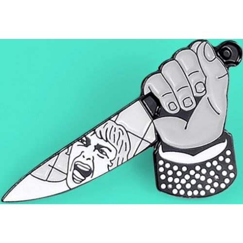 Bates Motel Pins Brooches Horror Movie Alfred Hitchcock Killer Knife Dagger Enamel Badge for Women Gothic Lapel Pins Jewelry