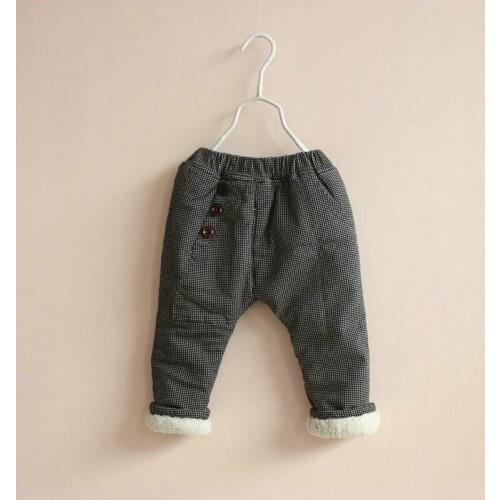 BBD Toddler Pants Baby Boys Winter Thickening Plus Velvet Warm Plaid Cotton Full Length Elastic Waist Trousers Fashion Clothes