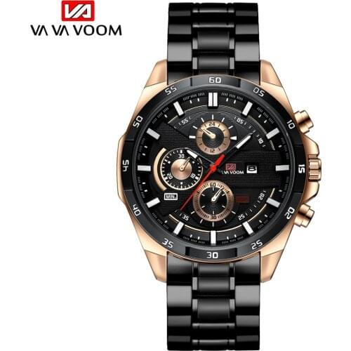 VA VA VOOM Brand 216G Mens Waterproof Luxury Stainless Steel Watches Multifunctional Business Sports And Leisure Clock Male
