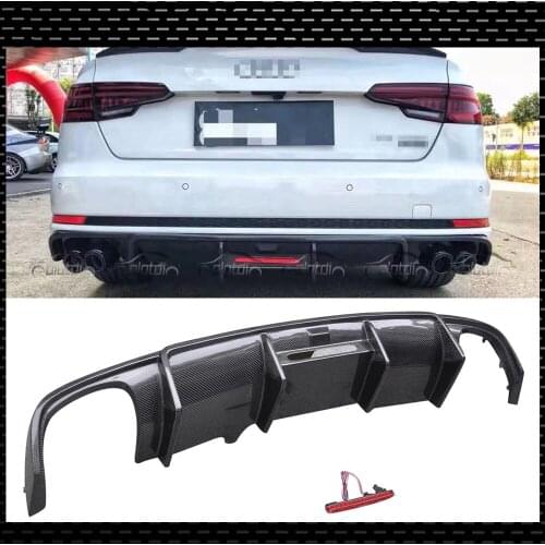 Carbon Fiber Rear Bumper Lip Diffuser Protector for Audi A4 B9 SLIN S4 2016 2017 2018 Rear Lip Spoiler Auto Tuning