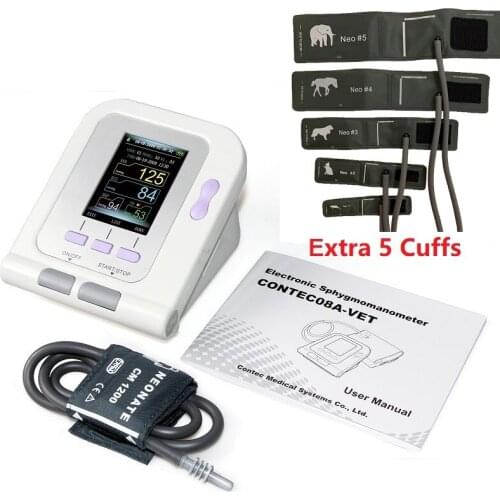 Extra 5 size Cuffs Digital Veterinary Blood Pressure Monitor CONTEC08A Vet Animal Use USB Software