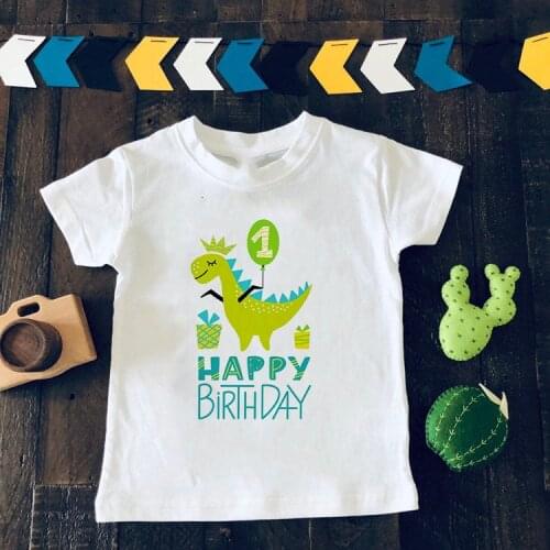 Boys Cartoon Dinosaur Birthday Shirt Kids Dino Print T Shirt for Boys Children Happy Birthday Dinosaur Number 1~9th T-shirts