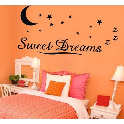 Ebay hot sweet dreams art words with moon and stars vinyl Wall quote Sticker for kids bedroom decoration , q0017