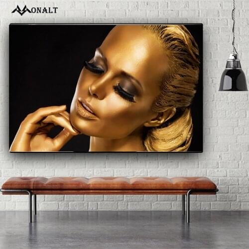 Canvas Painting wall art African Art Black and Gold Woman poster Creativity Figure picture living room Decorative Paintings
