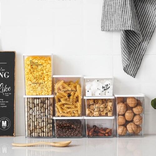 ATUCOHO Food Storage Container Plastic Kitchen Refrigerator Noodle Box Multigrain Storage Tank Transparent Sealed Cans