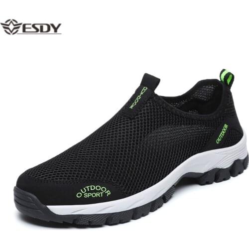 Summer Casual Shoes for Men 2019 Fashion Breathable Slip-On Mesh Shoes Men Sports Flat Shoes Sneakers Plus Size 39-49