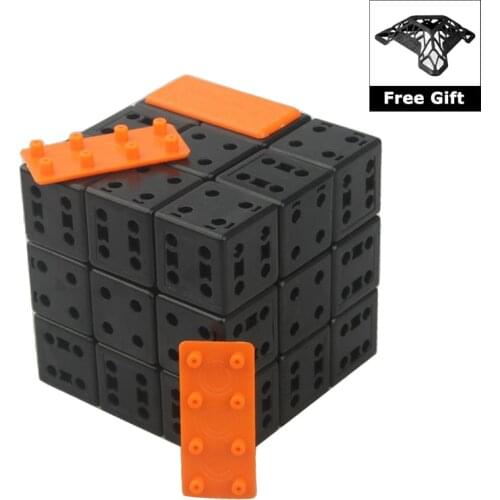 CubeTwist 3x3x3 Magic Cube DIY with Plastic Color Stickers Brain Teaser Puzzle Cube for Magic Cube Educational Toys with Bracke