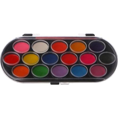 16Pcs Watercolor Palette Brush Set Painting Tray Craft Drawing Art Mini Kid Gift