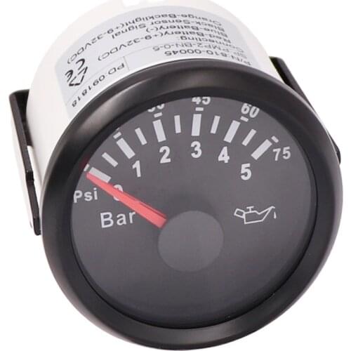 52mm Boat Car Oil Pressure Gauge 5 Bar /10 Bar Pressure Gauge 9~32 V with Backlight