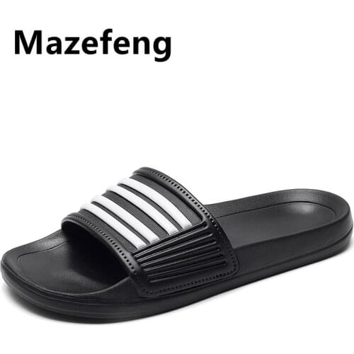 Mazefeng Men Slippers EVA Men Shoes Women Couple Flip Flops Soft Black White Stripes Casual Summer Male Chaussures Femme Slides