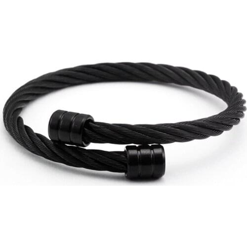 Black Gun Plated Stainless Steel Open Men Women Cuff Bangles Vintage Mesh Surface Male Charm Sporty Bracelets Decoration