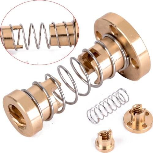 Brass T8 Anti-Backlash Spring Loaded Nut Set for 8mm Threaded Rod Lead Screw For 3D printer Reprap Z axis CNC Mayitr