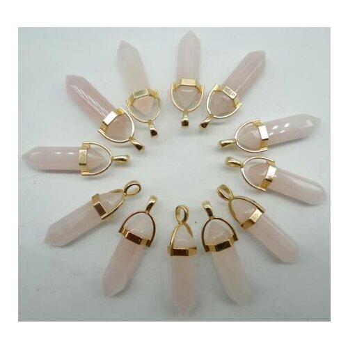 Natural stone Quartz crystal tiger eye Turquoises aventurine Hexagonal pendant for diy jewelry Making necklace Accessories24pcs