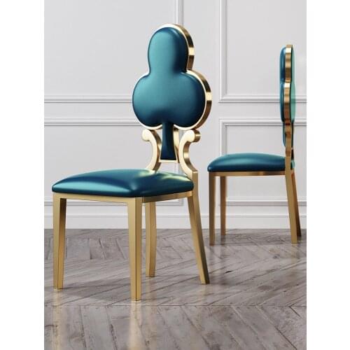 Dining chair light luxury modern home stainless steel electroplating designer plum shape restaurant leather velvet metal chair