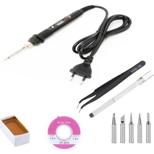 2021 LCD Adjustable Temperature Soldering Iron Kit 80W Solder Welding Tools Soldering Tips Wire Desoldering Pump Heater Tools