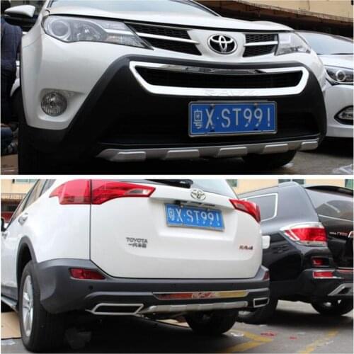 High Quality ABS Front +Rear car Bumper Diffuser Protector Guard Skid Plate Fits For Toyota RAV4 2013 2014 2015