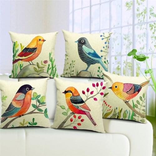Country style Cushions Painted famous bird leaves fruit field Garden Decorative Girls Car Outdoor Living Room Pillow Case Cover