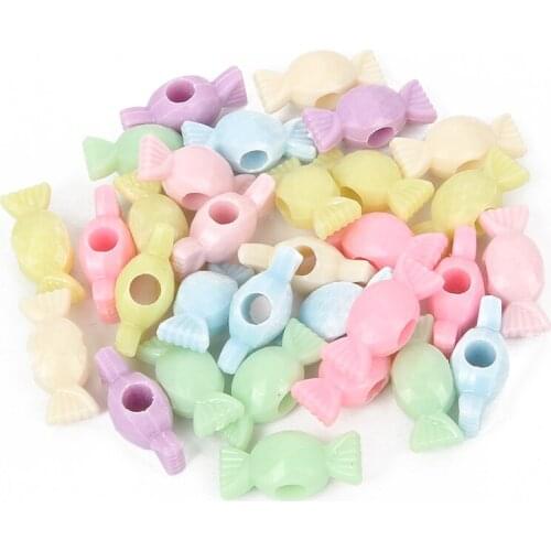 50pcs/lot Mixed Colorful Candy Acrylic Beads Charm Loose Spacer Bead For Jewelry Making DIY Needlework Bracelet Accessories