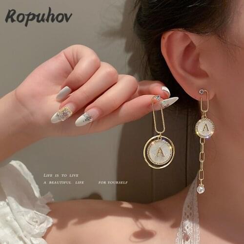 Ropuhov 2021 New 925 Silver Korean Fashion Jewelry Woman Gift Shell Letter A Circle Earring Design Bling Wholesale