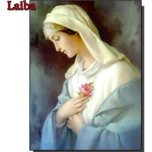 Diy diamond embroidery pure girl diamond painting full square/round mosaic Mary virgin flower picture of rhinestone home decor