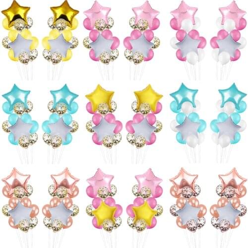 24pcs/set Star Round Latex Foil Balloons DIY Confetti Ballons Set Baby Kids Birthday Valentines Day Wedding Party Garden Decor