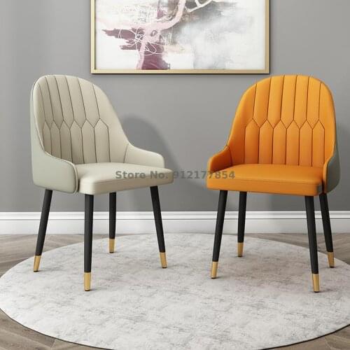 Nordic light luxury dining chair leather chair modern minimalist post-modern backrest chair home creative soft bag makeup chair