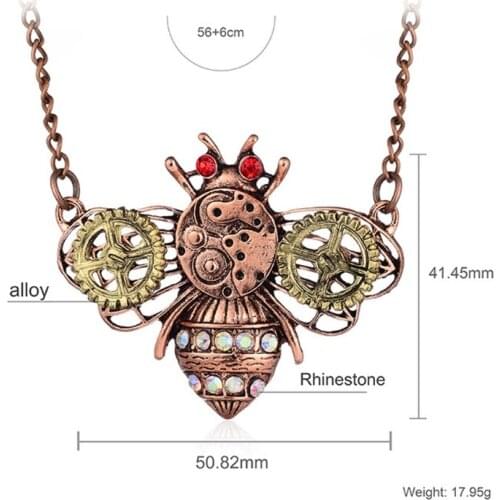 Steampunk Gear Bee Butterfly Owl Animal Shape Necklaces Vintage Gothic Jewelry U2JF