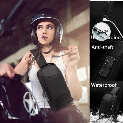 Unisex Crossbody Bag Waterproof Mens Bag USB Charging Anti-Theft Multifunction Short Trip Chest Pack Female Shoulder Sling Bag