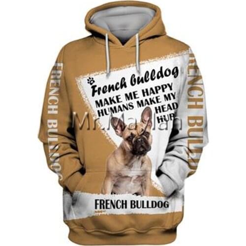Personality Fashion Animal French Bulldog 3D Printed Graphic Hoodie Men/Women Zip Hooded Streetwear Oversized Sweatshirt 5XL-555
