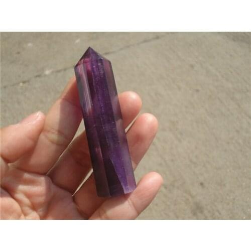 Top 65g Natural Amethyst fluorite QUARTZ CRYSTAL WAND POINT HEALING