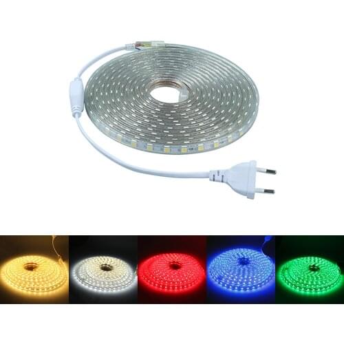 9m Waterproof 220V 5050 SMD led strip 60leds/m Flexible Strip Light with Power plug warm white/white/red/green/blue