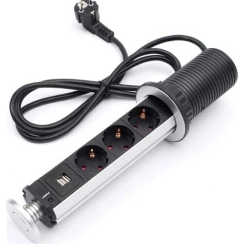 60/80mm Pop Up Socket Kitchen Office Desktop Countertop Point Pull Retractable Outlet Standard Power Socket EU US & Usb Ports