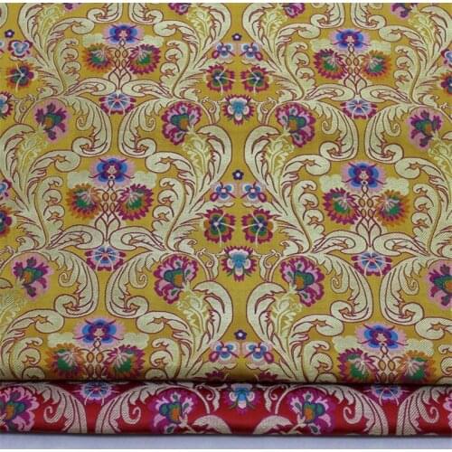 C624 High-quality Feather Embroidery Chinese Silk Jacquard Brocade Fabric Chinese Wedding Couples Clothes Fabric Buddhism Cloth