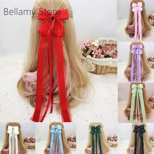 Japanese Lolita soft girl ribbon bow little dragon girl hair dress Hanfu super long Fairy Spirit headdress in Chinese style