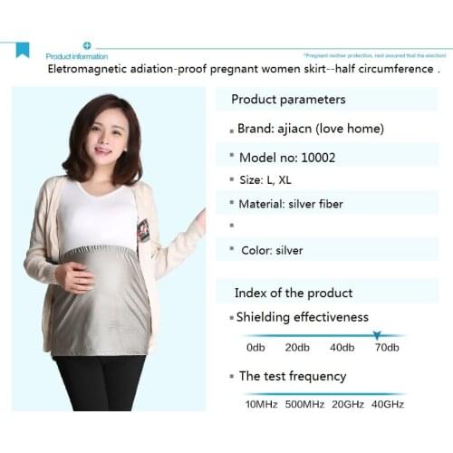 Ajiacn silver fiber material EMF shielding maternity skirt, electromagnetic radiation proof protection half circumference type