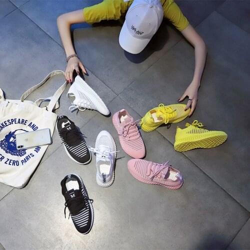 Womens Flying Woven Running Shoes , Fashionable Sports Shoes , Mesh Surface , Bending Resistant Sneaker , Size 35-40