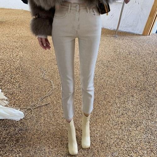 Woman Jeans Pants Straight Autumn Winter High-Waisted Trousers Flab Hiding Pants Pantalones Vaqueros Mujer