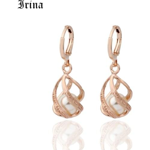 Irina 585 Party Elegant Flower Jewelry Zircon Small and exquisite Geometry Drop Earrings For Women Statement Ear Jewelry