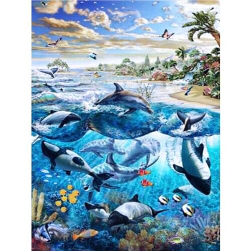 Animals diamond painting dolphins landscape rhinestone embroidery picture diy mosaic sticker diamond tapestry poster wall paper