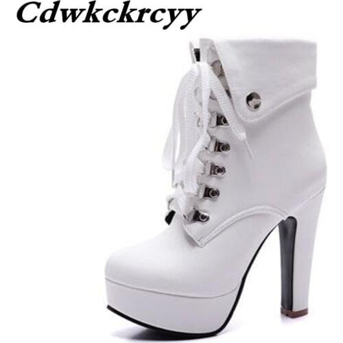 Winter New pattern Super heel woman Short boots Frenulum Coarse heel Waterproof Rome sexy handsome Martin boots plus size 34-43