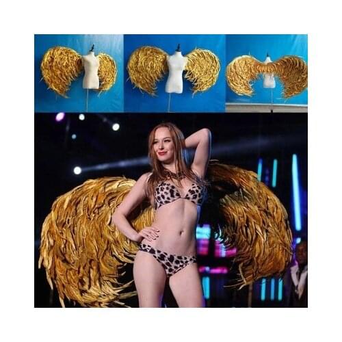 Gold real feather Angle Wing Props DIY Customization for Cosplay photography Game Display Game Party Wedding wing costume props