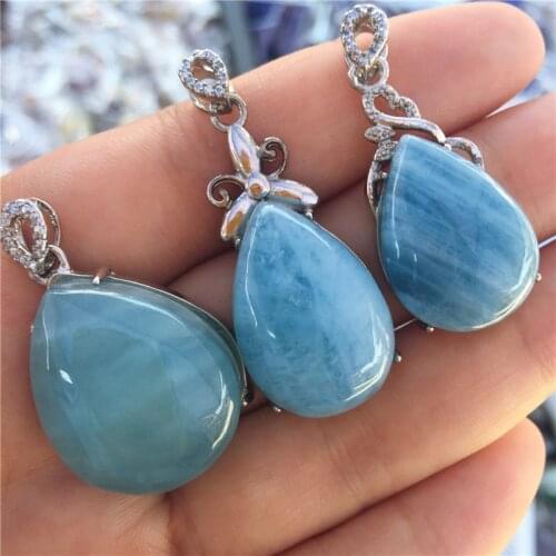 1pcs Beautiful natural aquamarine lady pendant wholesale necklace natural gem birthday gift