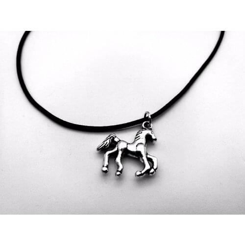10PCS Vintage Cute Simple Running Horse Necklace Lucky Cartoon Unicorn Deer Rope Leather Necklaces for Animal Jewelry Gifts