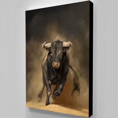 5D Diy Diamond Painting Abstract Animal Art Running A Bull In The Sand Full Square Round Drill Mosaic Crystal ZP-4682