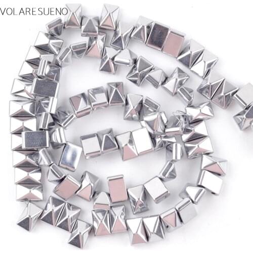 6*3/6*8*4mm Natural Silvers Hematite Stone Rivet Double Hole Beads For Jewelry Making Spacer Loose Beads Diy Handmade 15inches